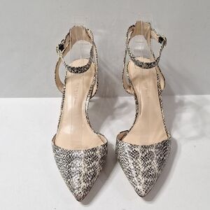 Banana Republic Black Cream Snakeskin Makayla Mid-Heel Pump Heels Size 9.5
